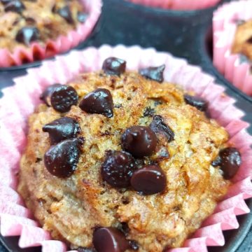 Vegan Banana and Chocolate muffins in a baking tray