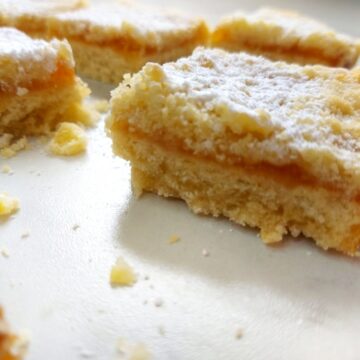 Vegan Apricot crumble bars close up